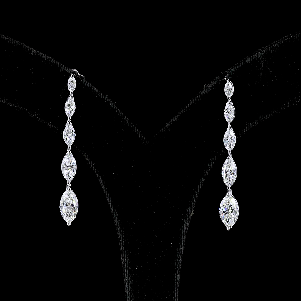 3.56 Cts 14k White Gold Marquise Shape Hanging Earring - Video