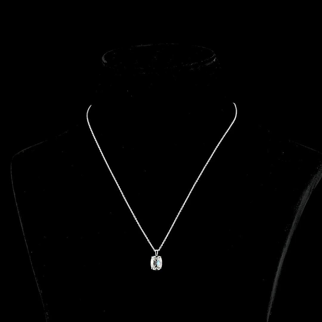 2.19 Cts 14k White Gold Antique Cushion Shape Solitaire Pendant - Video