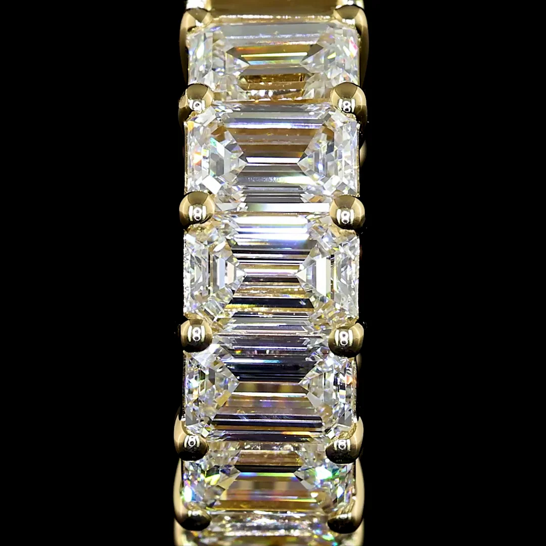 3.44 Cts 14k Yellow Gold Emerald Shape Huggies Earring - Image 2