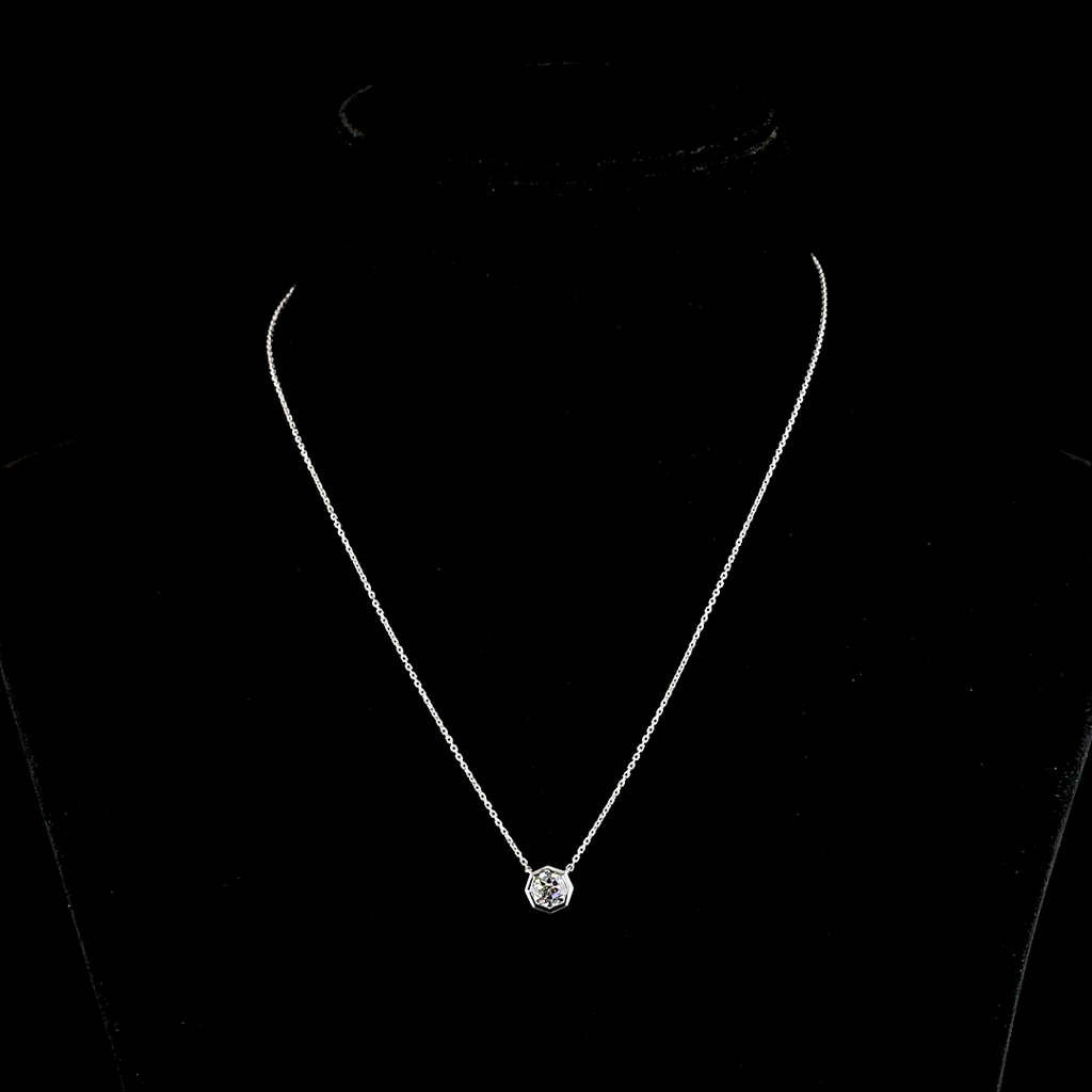 1.5 Cts 14k White Gold Octagon Shape Solitaire Pendant - Video