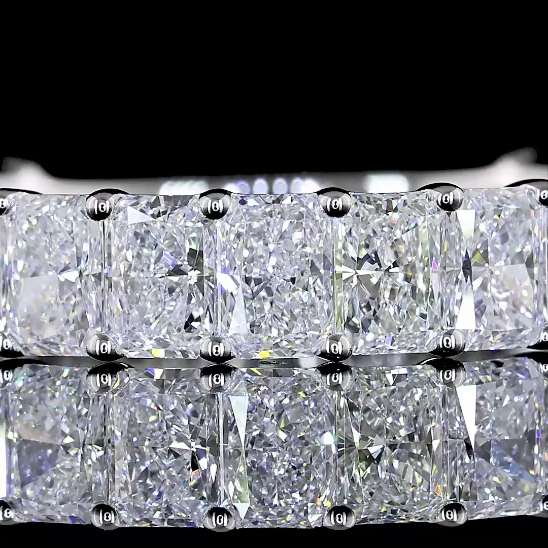 4.08 Cts 14k White Gold Radiant Shape 3/4 Band Eternity Band - Image 3