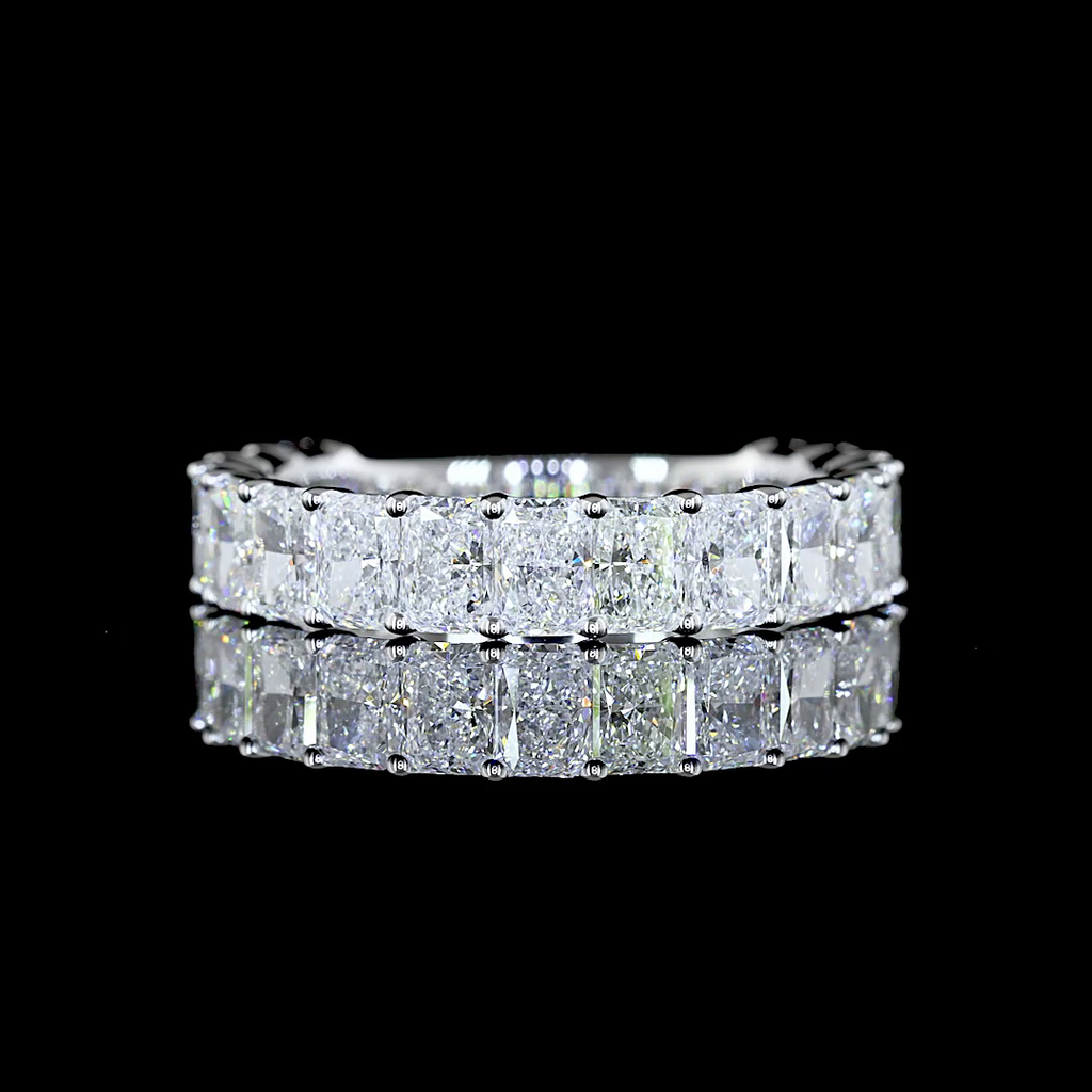 4.08 Cts 14k White Gold Radiant Shape 3/4 Band Eternity Band - Video