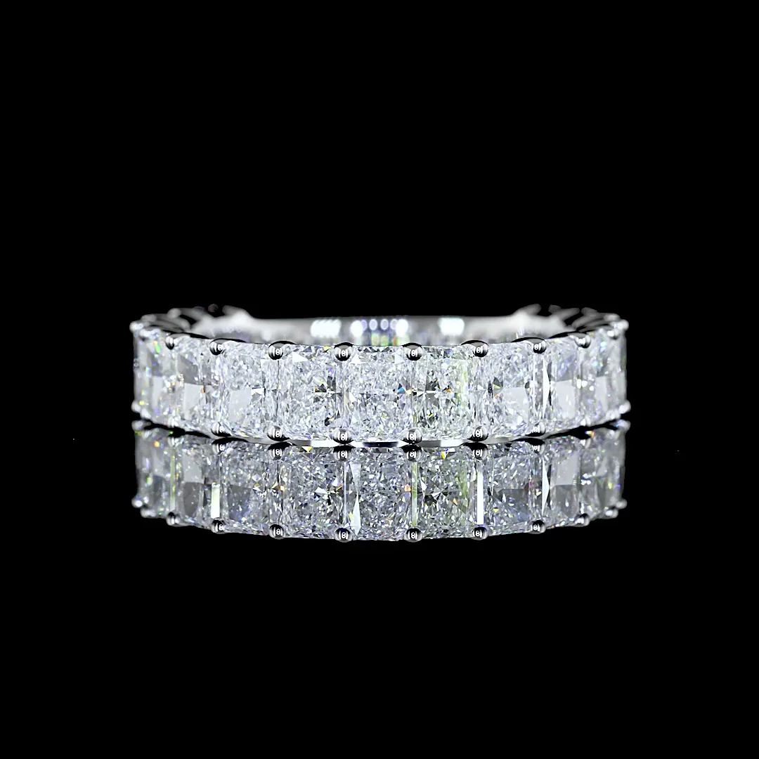 4.08 Cts 14k White Gold Radiant Shape 3/4 Band Eternity Band - Video