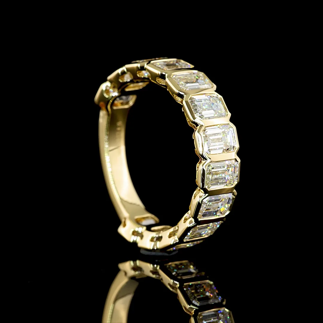 4.15 Cts 14k Yellow Gold Emerald Shape 3/4 Band Eternity Band - Image 2