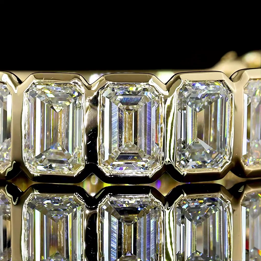 4.15 Cts 14k Yellow Gold Emerald Shape 3/4 Band Eternity Band - Image 3