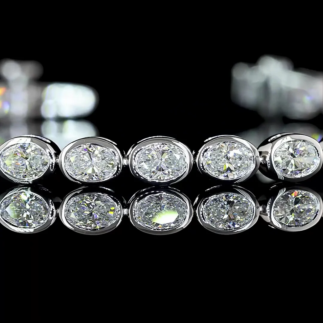 3.54 Cts 14k White Gold Oval Shape Tennis Bracelet - Image 2