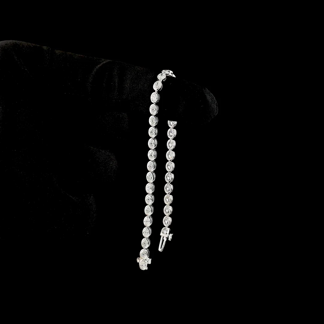 3.54 Cts 14k White Gold Oval Shape Tennis Bracelet - Image 3