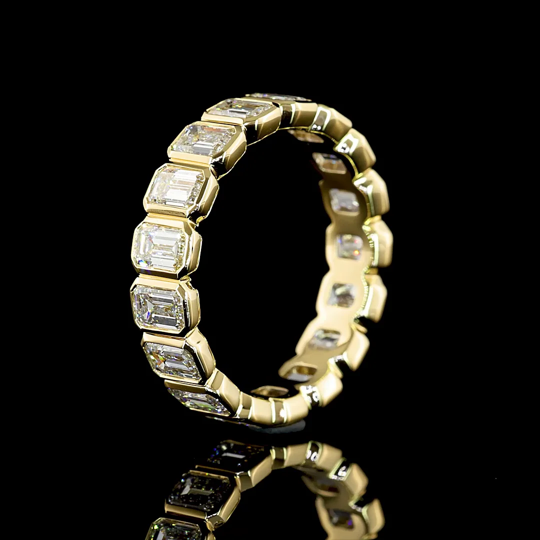 3.99 Cts 14k Yellow Gold Emerald Shape Eternity Band Eternity Band - Image 4