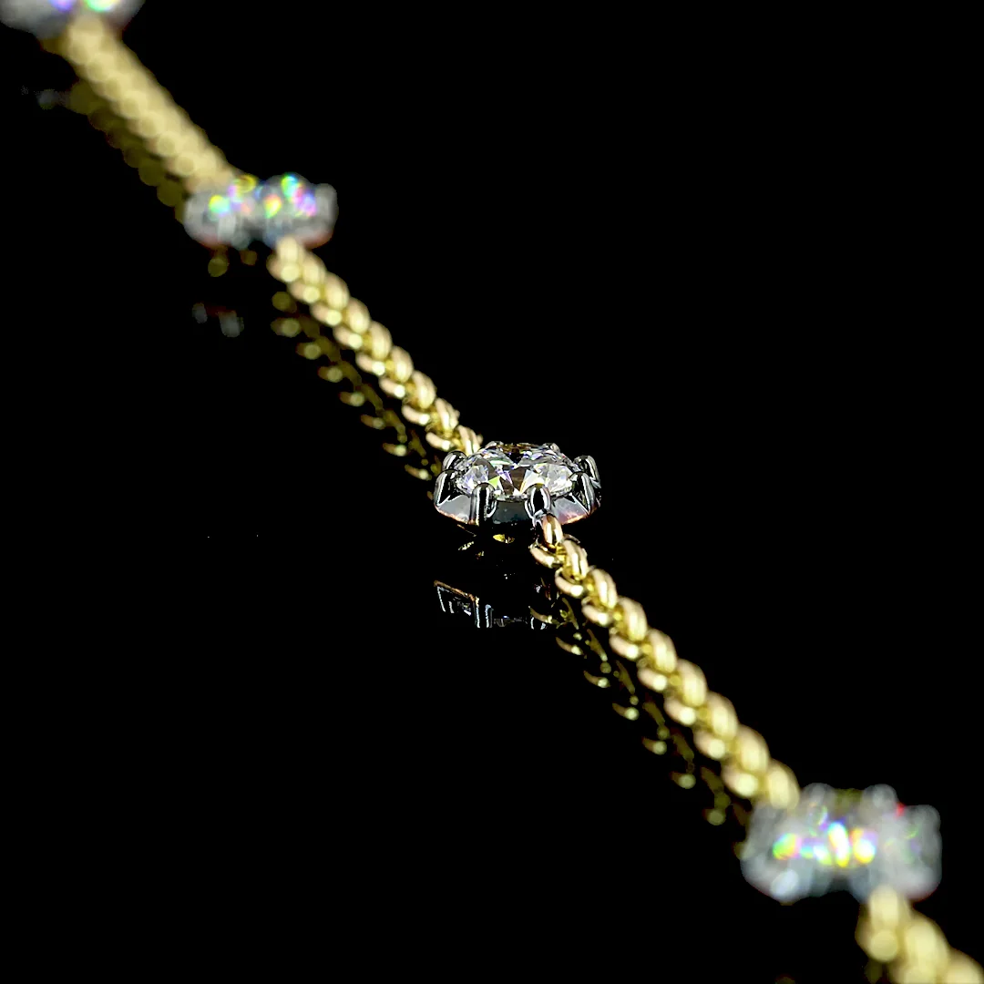 1.85 Cts 14k Two Tone Round Shape Station Necklace - Image 2