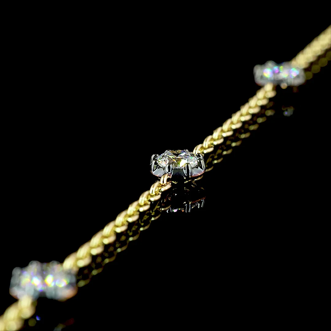 1.85 Cts 14k Two Tone Round Shape Station Necklace - Image 4