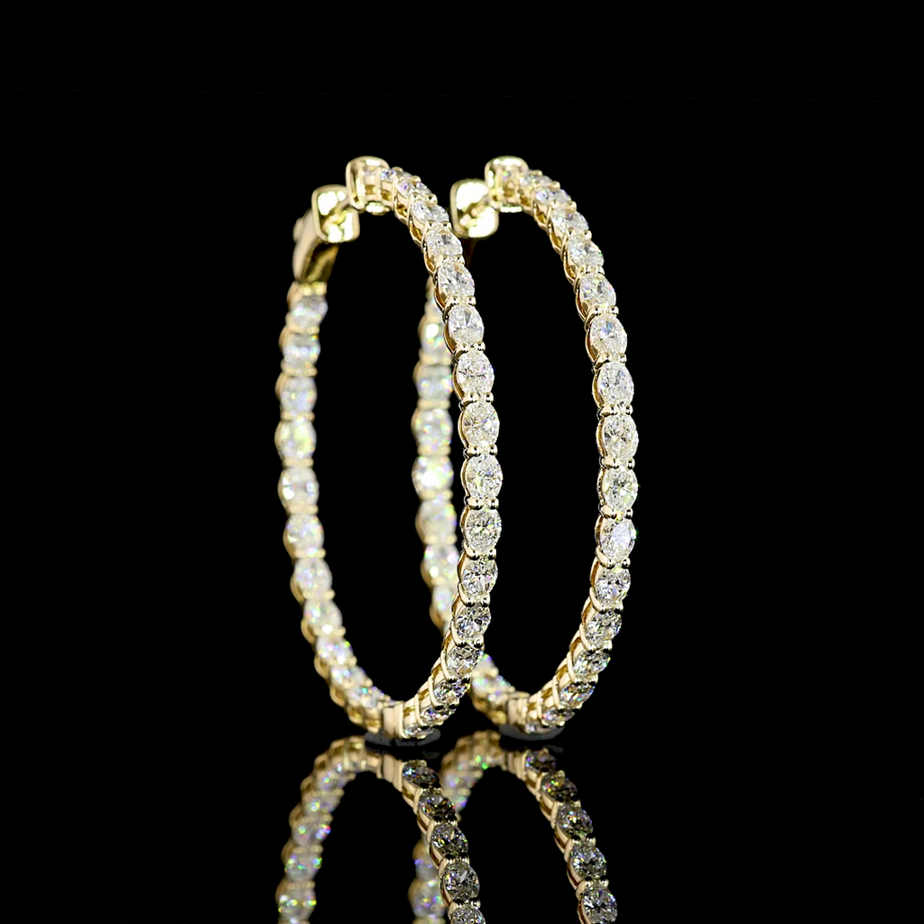 3.08 Cts 14k Yellow Gold Oval Shape Hoops Earring - Video