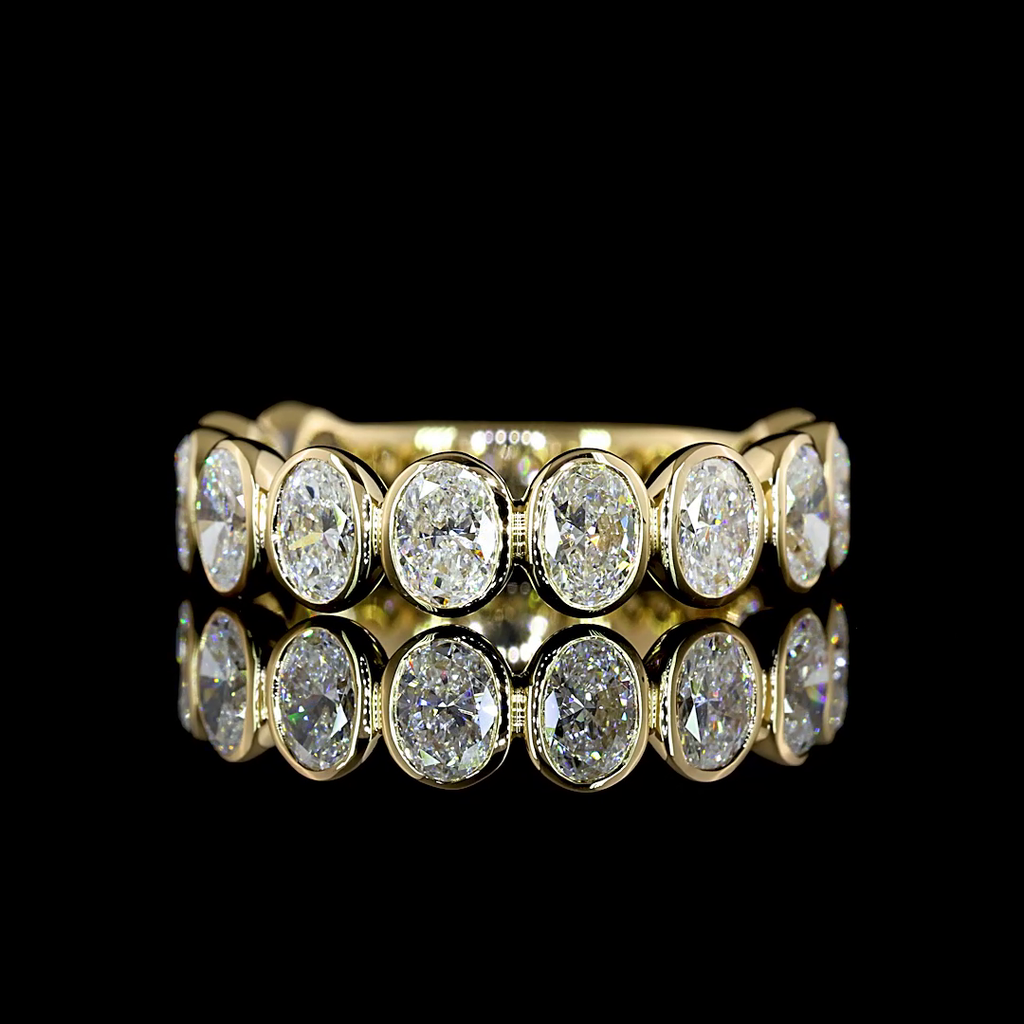 1.55 Cts 14k Yellow Gold Oval Shape 3/4 Band Eternity Band - Video