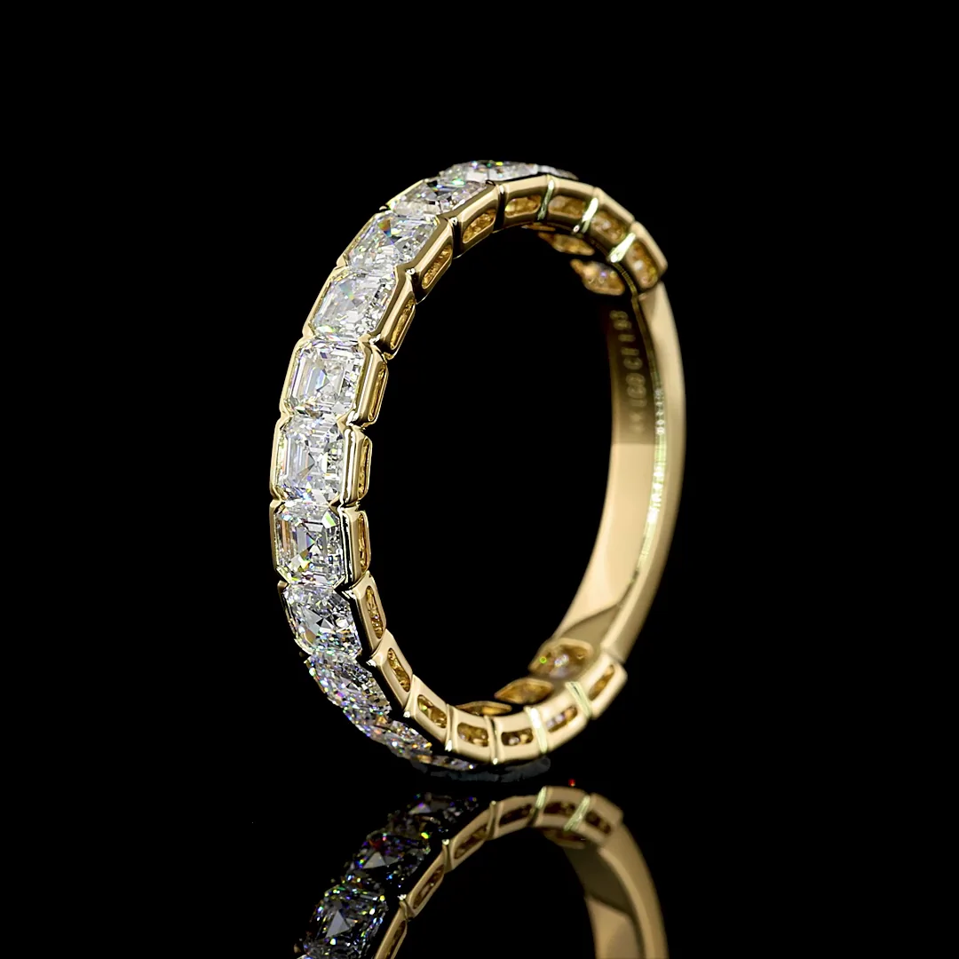 1.93 Cts 14k Yellow Gold Asscher Shape 3/4 Band Eternity Band - Image 4