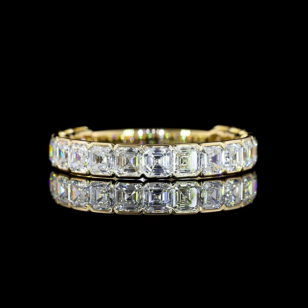 1.93 Cts 14k Yellow Gold Asscher Shape 3/4 Band Eternity Band - Video