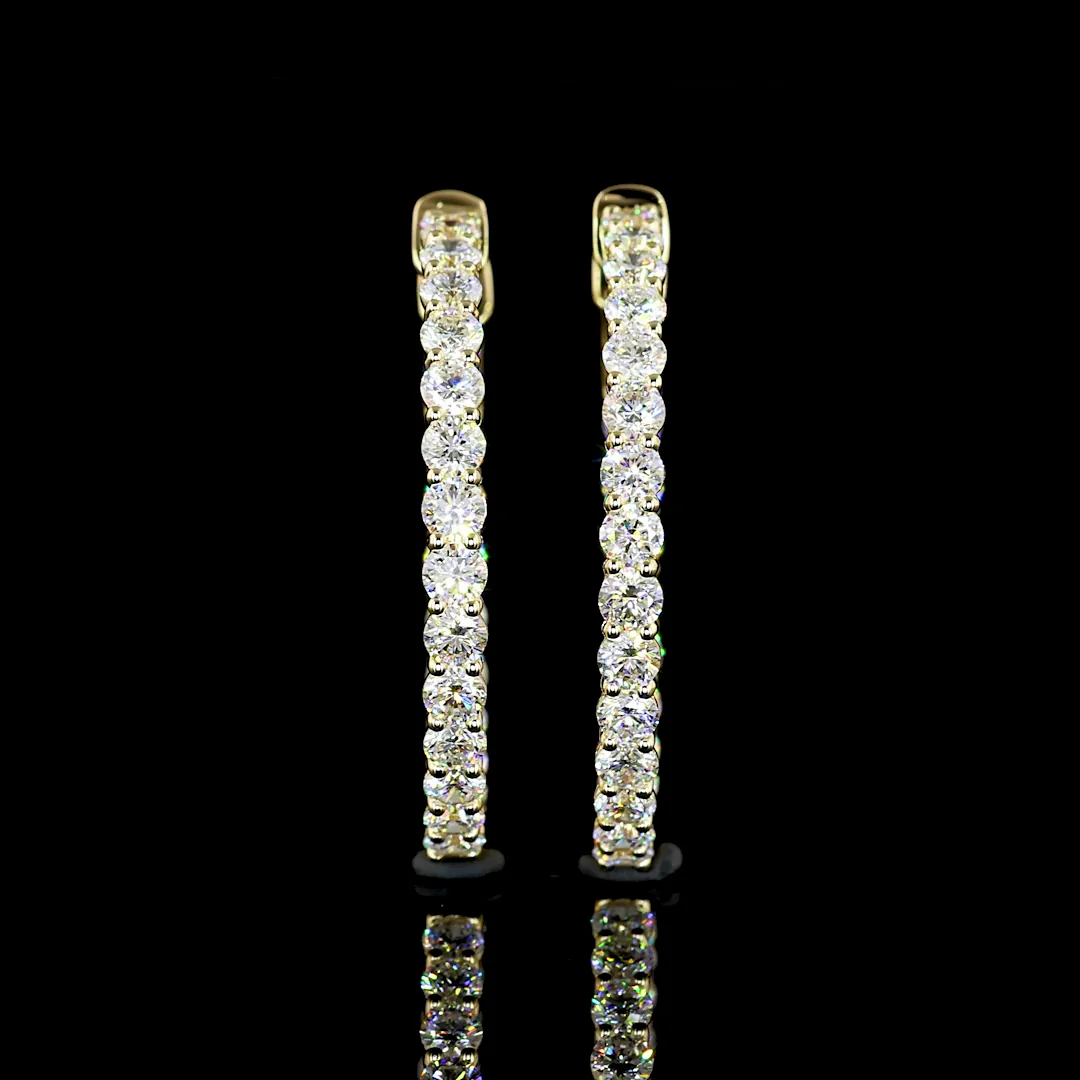 2.45 Cts 14k Yellow Gold Round Shape Hoops Earring - Image 3
