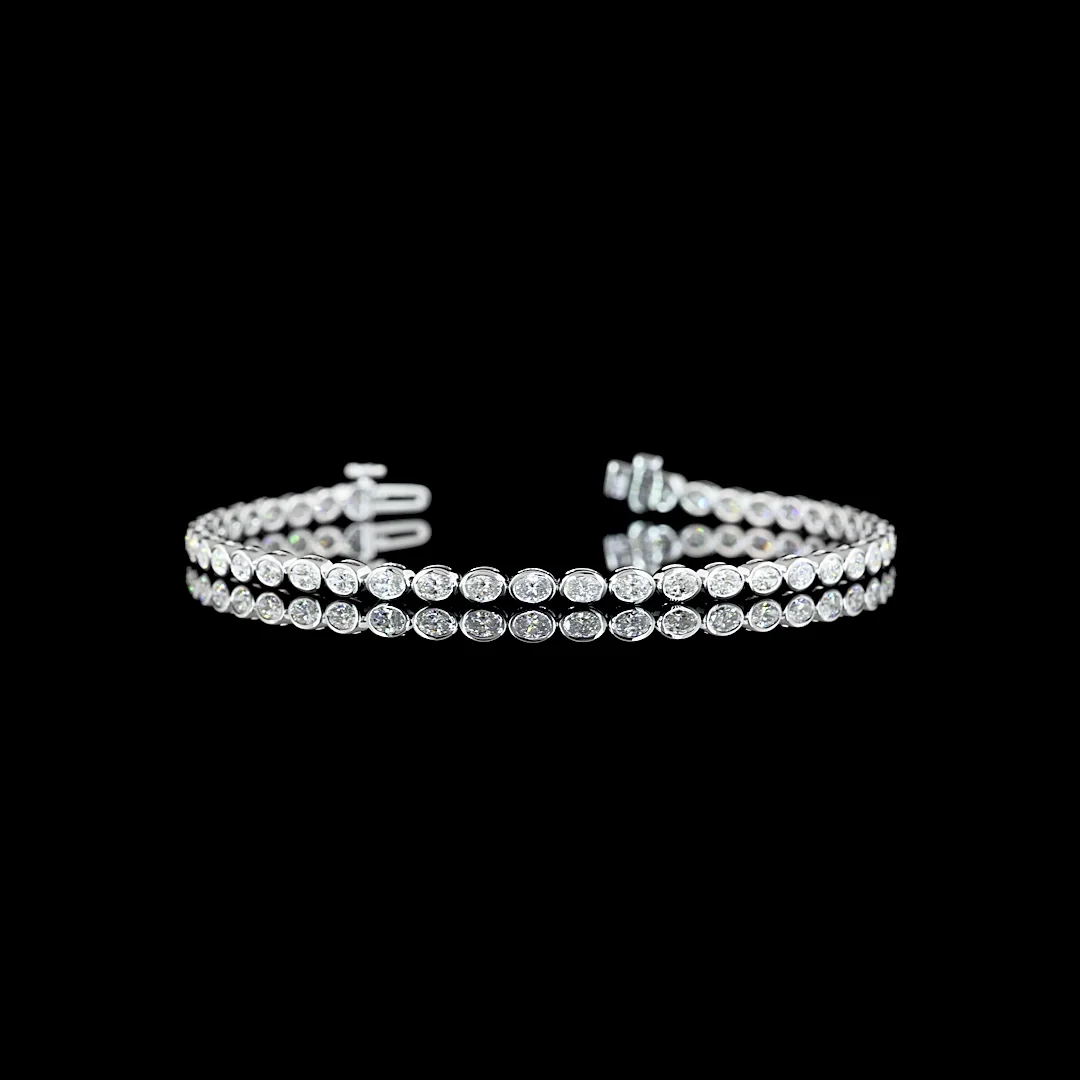 2.56 Cts 14k White Gold Oval Shape Tennis Bracelet - Video