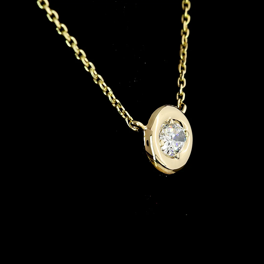 0.25 Cts 14k Yellow Gold Oval Shape Solitaire Pendant - Image 2