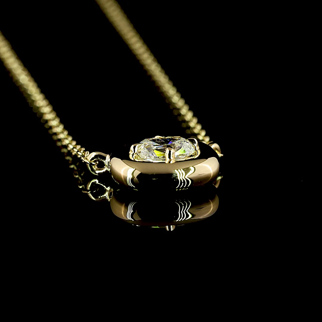 0.25 Cts 14k Yellow Gold Antique Cushion Shape Solitaire Pendant - Image 2