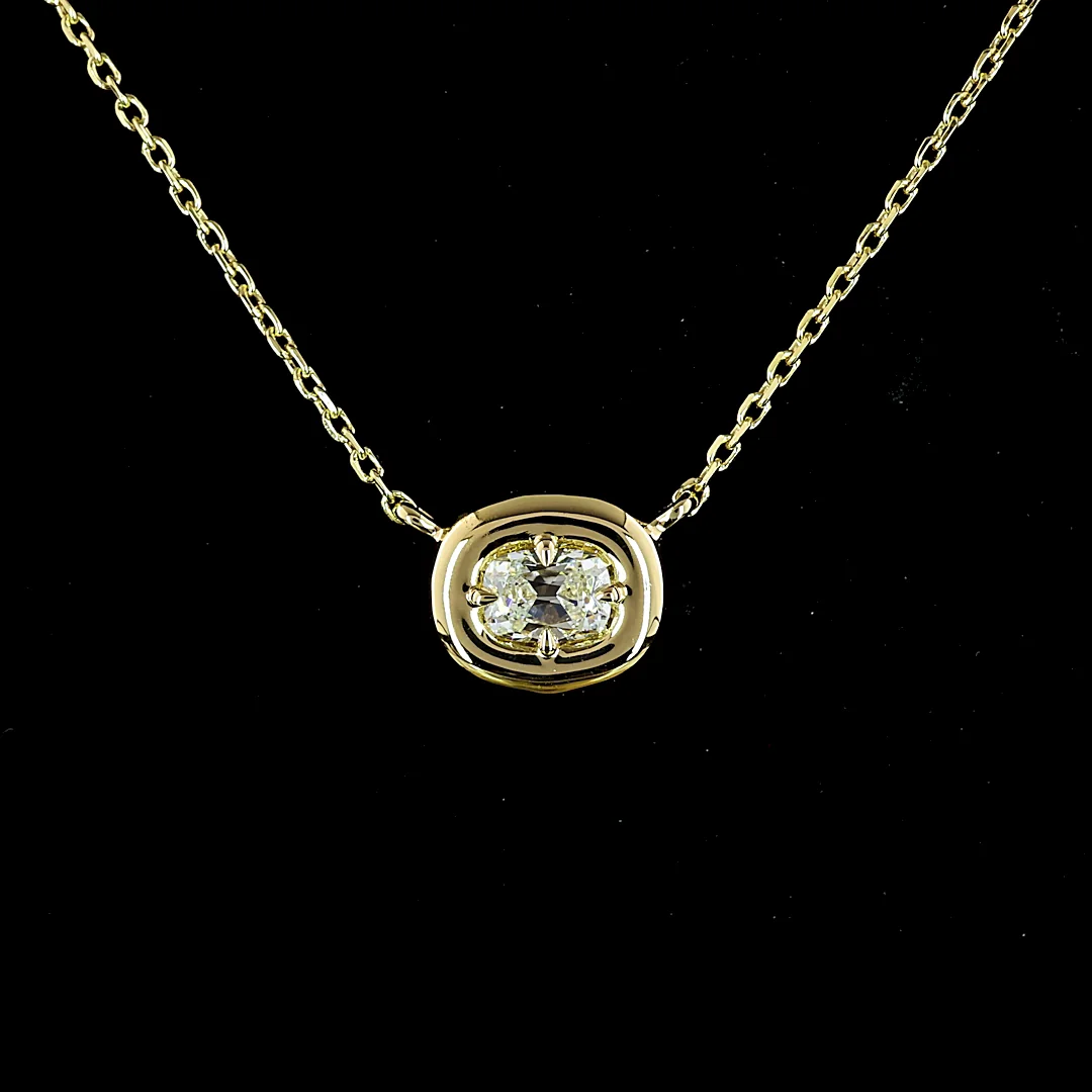 0.25 Cts 14k Yellow Gold Antique Cushion Shape Solitaire Pendant - Image 3