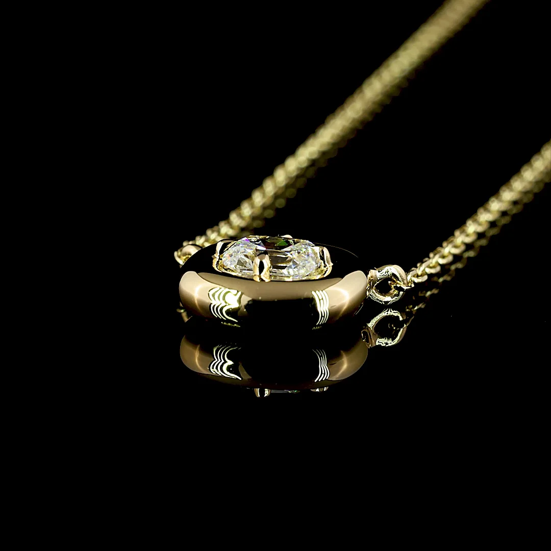 0.25 Cts 14k Yellow Gold Antique Cushion Shape Solitaire Pendant - Image 4