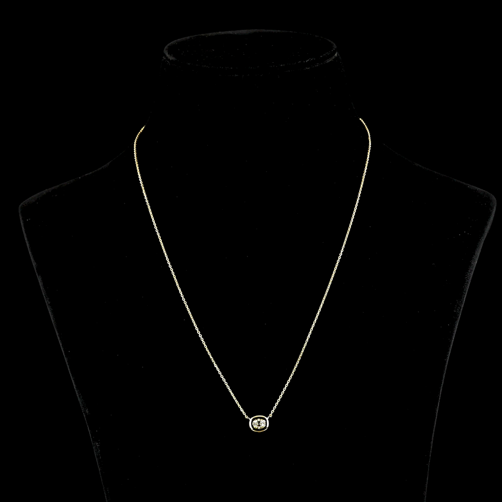 0.25 Cts 14k Yellow Gold Antique Cushion Shape Solitaire Pendant - Video