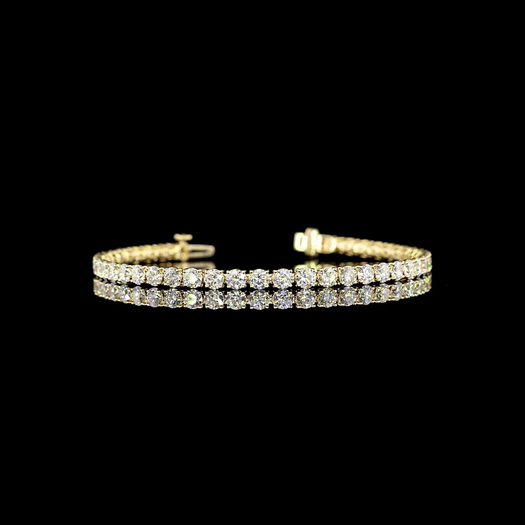 6.9 Cts 14k Yellow Gold Round Shape Tennis Bracelet - Video