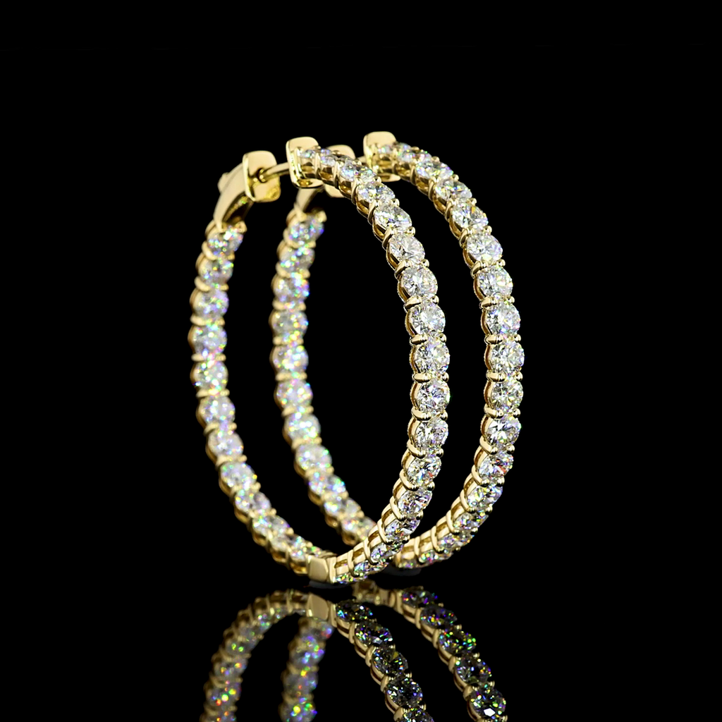 5.39 Cts 14k Yellow Gold Round Shape Hoops Earring - Video