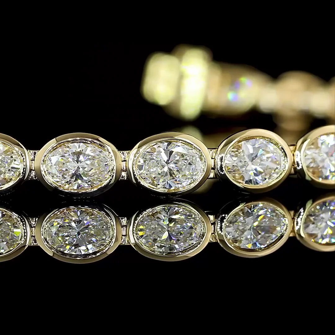 5.79 Cts 14k Yellow Gold Oval Shape Tennis Bracelet - Image 2