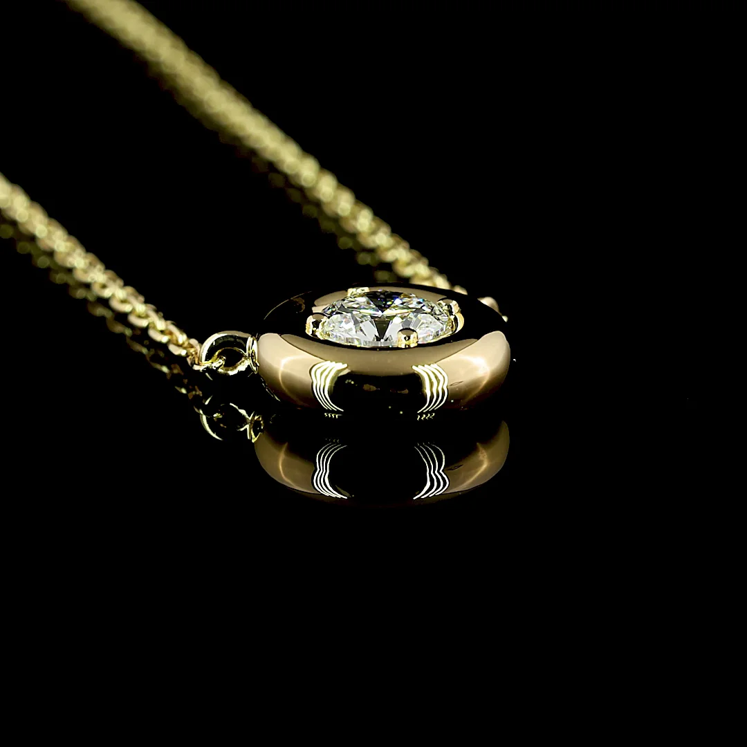 0.26 Cts 14k Yellow Gold Round Shape Solitaire Pendant - Image 2