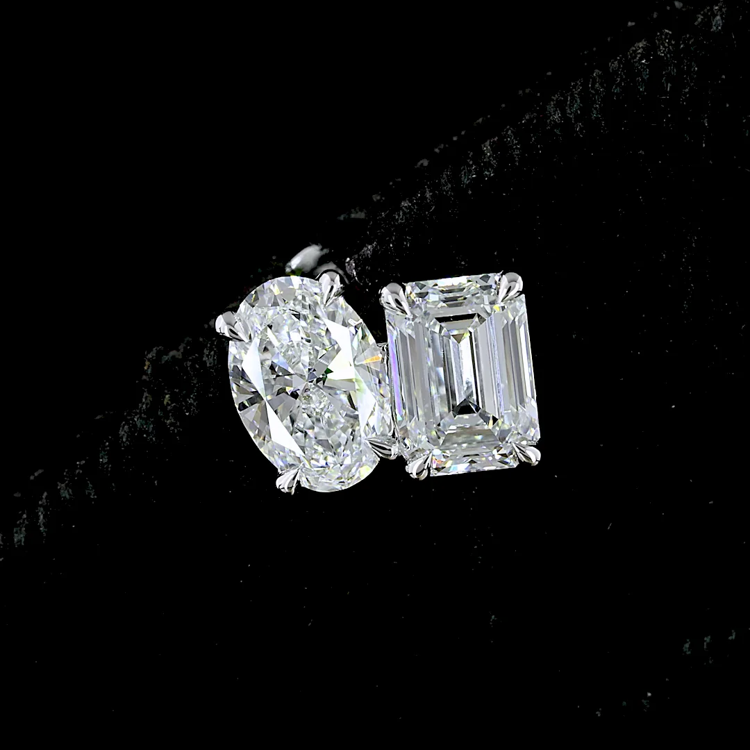 1.96 Cts 14k White Gold Mix Shape Studs Earring - Image 3