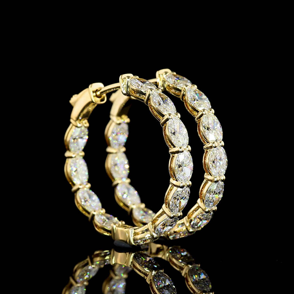 4.88 Cts 14k Yellow Gold Oval Shape Hoops Earring - Video