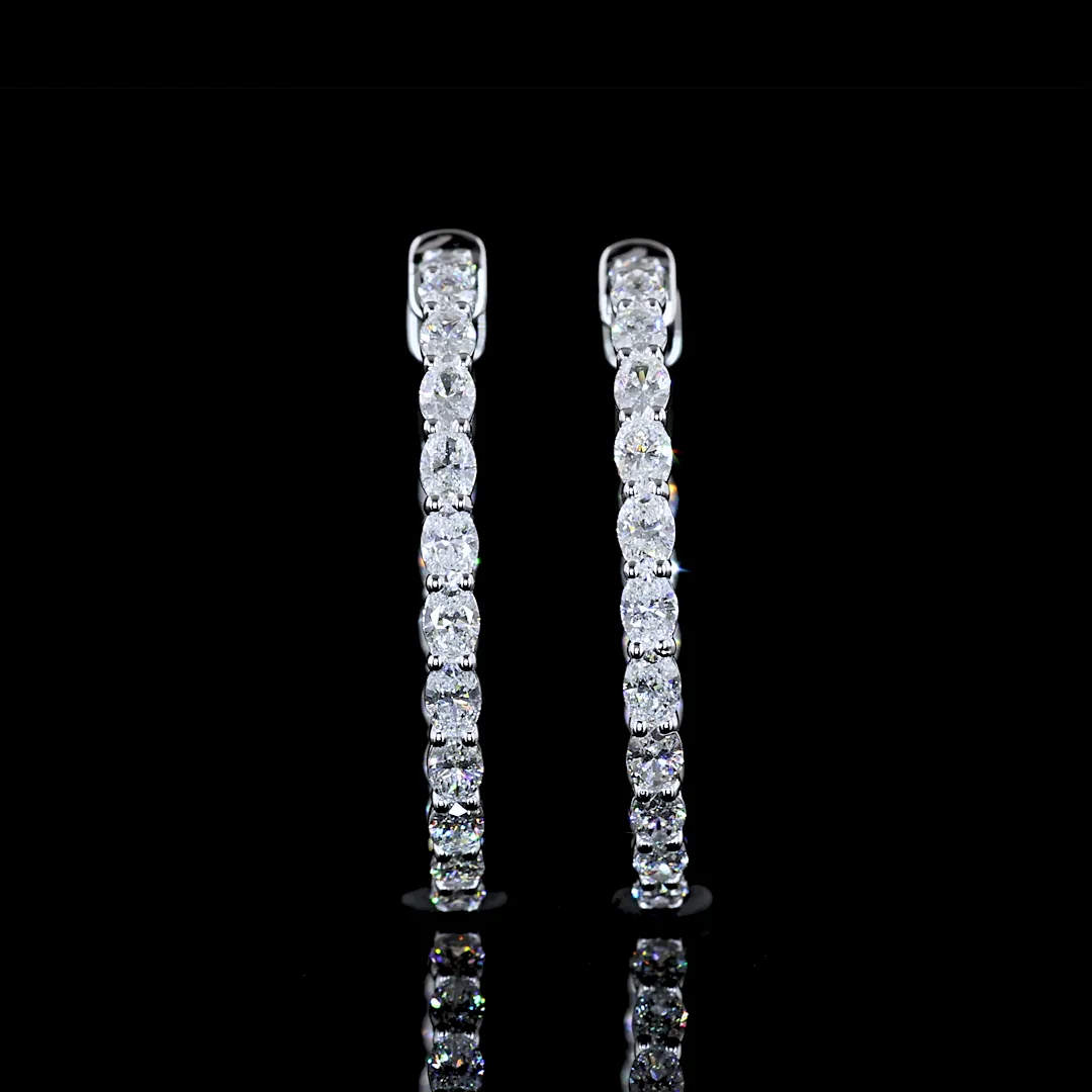 1.86 Cts 14k White Gold Oval Shape Hoops Earring - Image 3