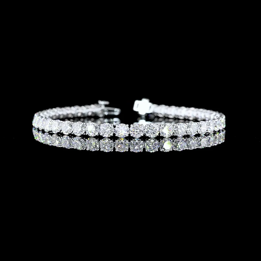 12.86 Cts 14k White Gold Round Shape Tennis Bracelet - Video