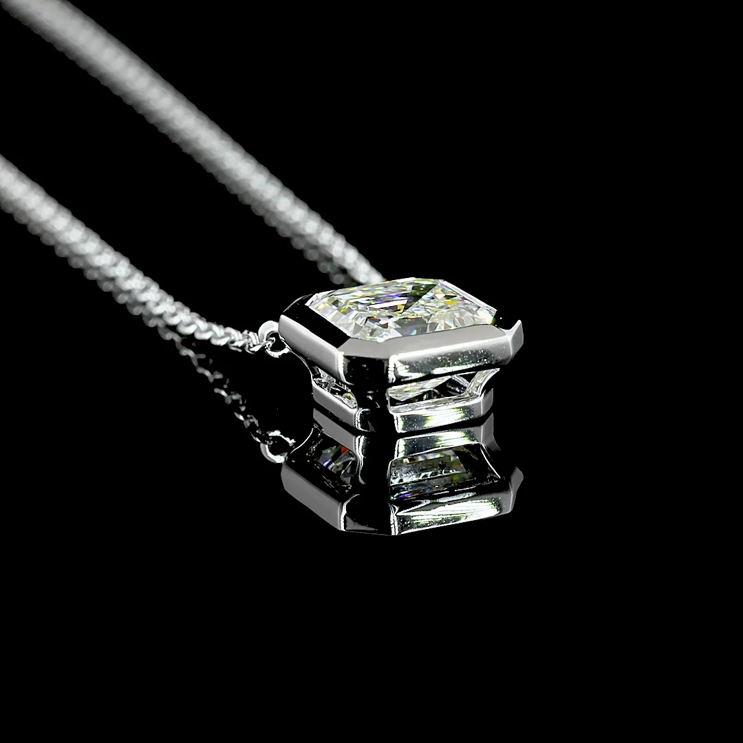 1.34 Cts 14k White Gold Asscher Shape Solitaire Pendant - Image 2