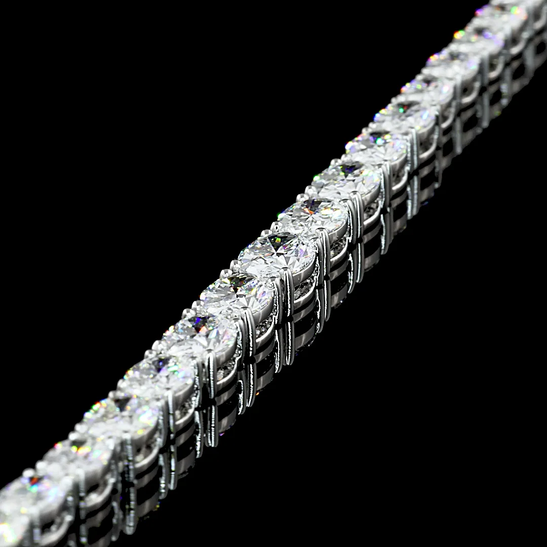 12.56 Cts 14k White Gold Oval Shape Riviera Necklace - Image 3