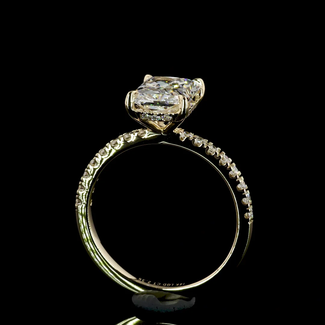 2.39 Cts 14k Yellow Gold Radiant Shape Hidden Halo Ring - Image 4