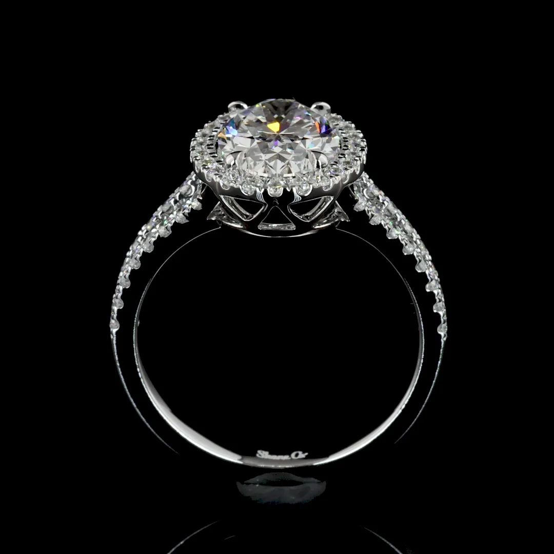 2.64 Cts 14k White Gold Oval Shape Split Shank Ring - Image 4