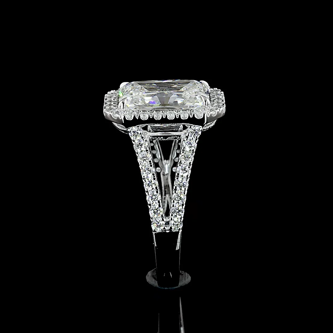 3.8 Cts 14k White Gold Radiant Shape Split Shank Ring - Image 3