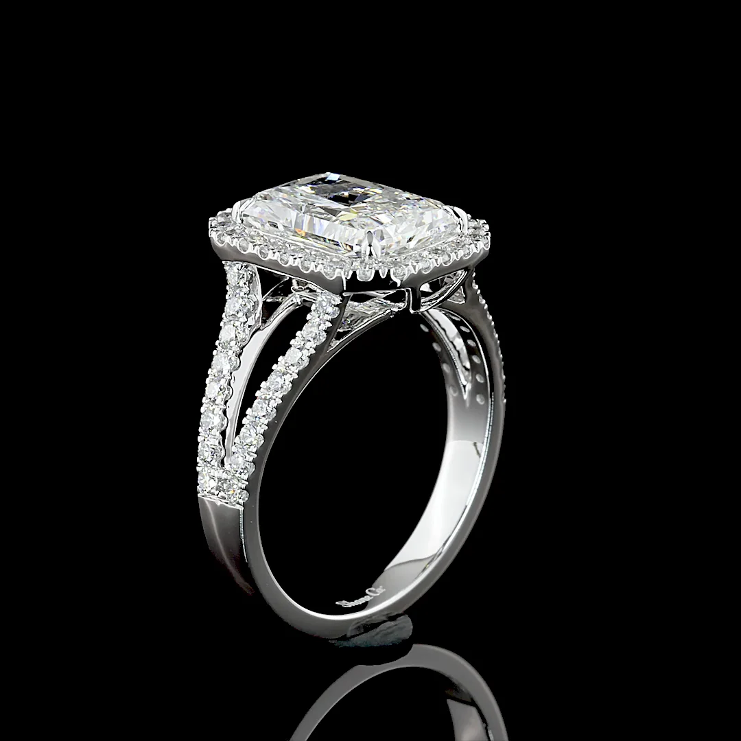 3.8 Cts 14k White Gold Radiant Shape Split Shank Ring - Image 4
