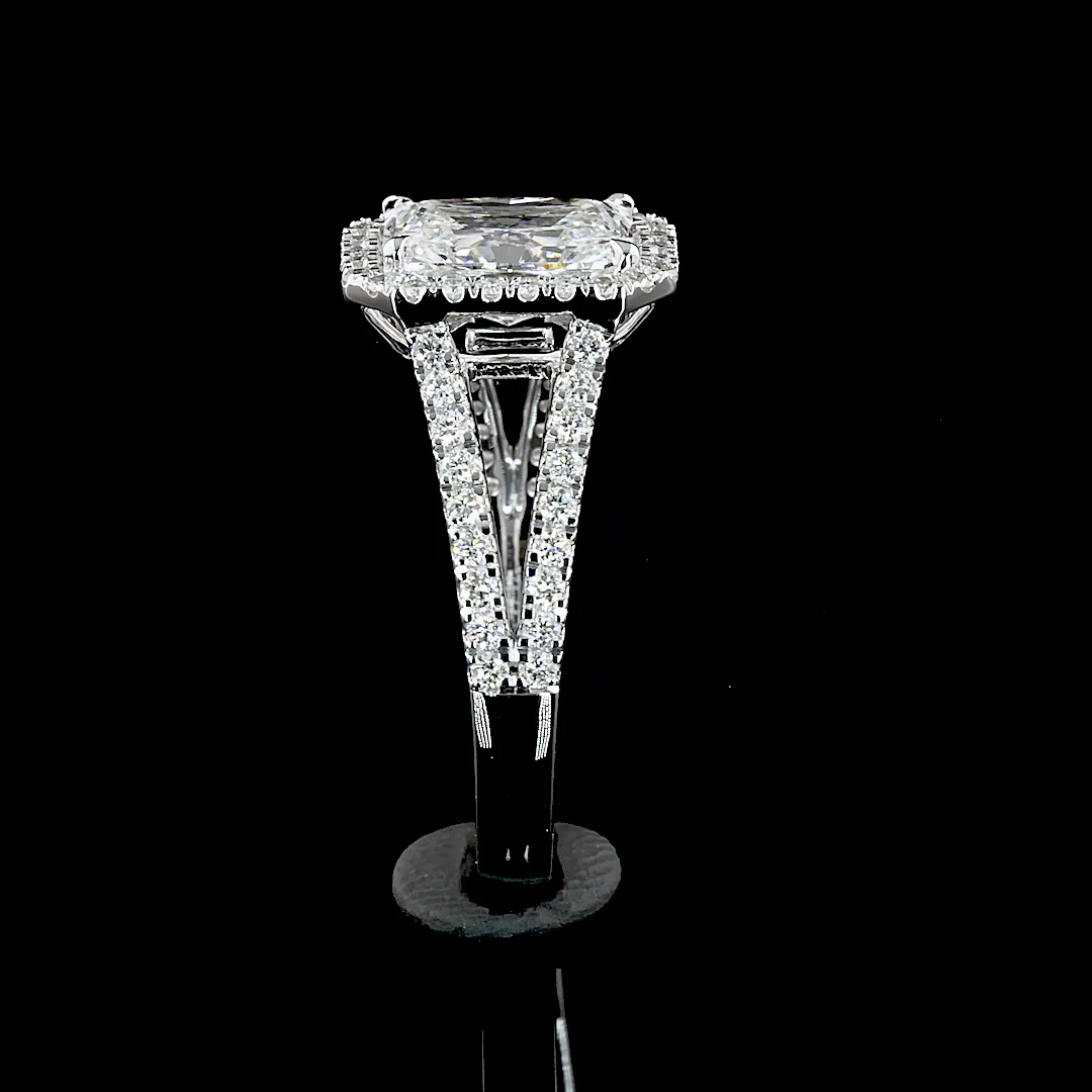 2.6 Cts 14k White Gold Radiant Shape Split Shank Ring - Image 3