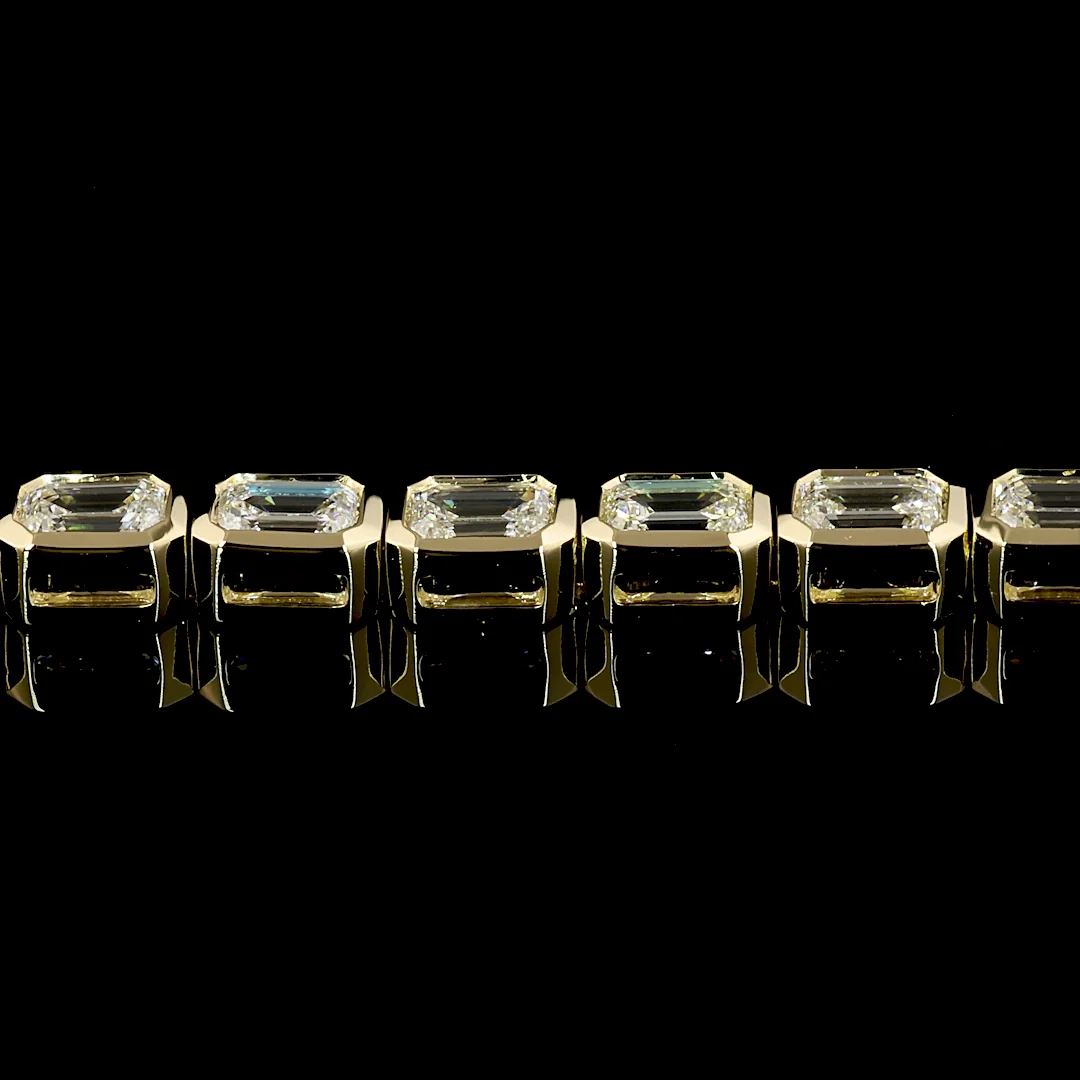 4.95 Cts 14k Yellow Gold Emerald Shape Tennis Bracelet - Image 4