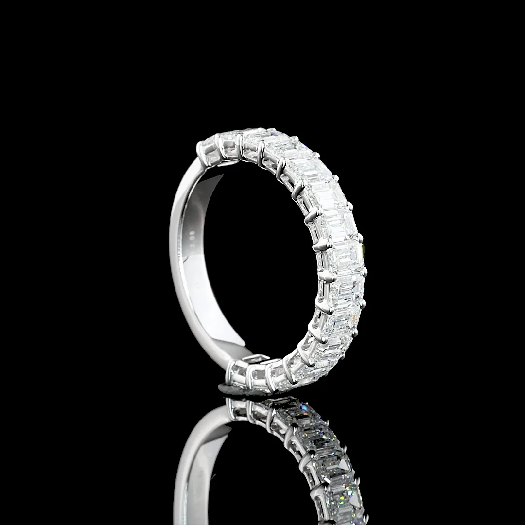 2.08 Cts 14k White Gold Emerald Shape Half Eternity Eternity Band - Image 3