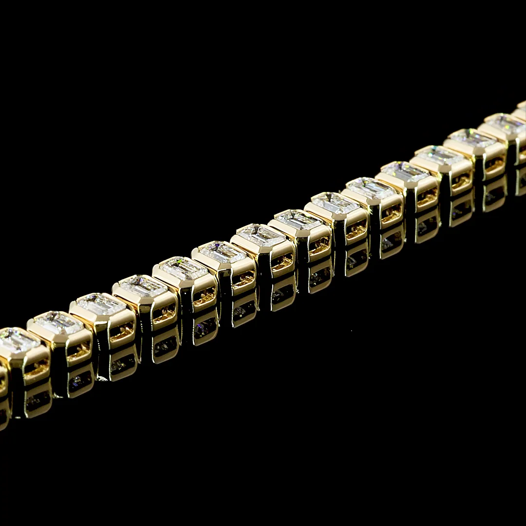 4.33 Cts 14k Yellow Gold Emerald Shape Tennis Bracelet - Image 3