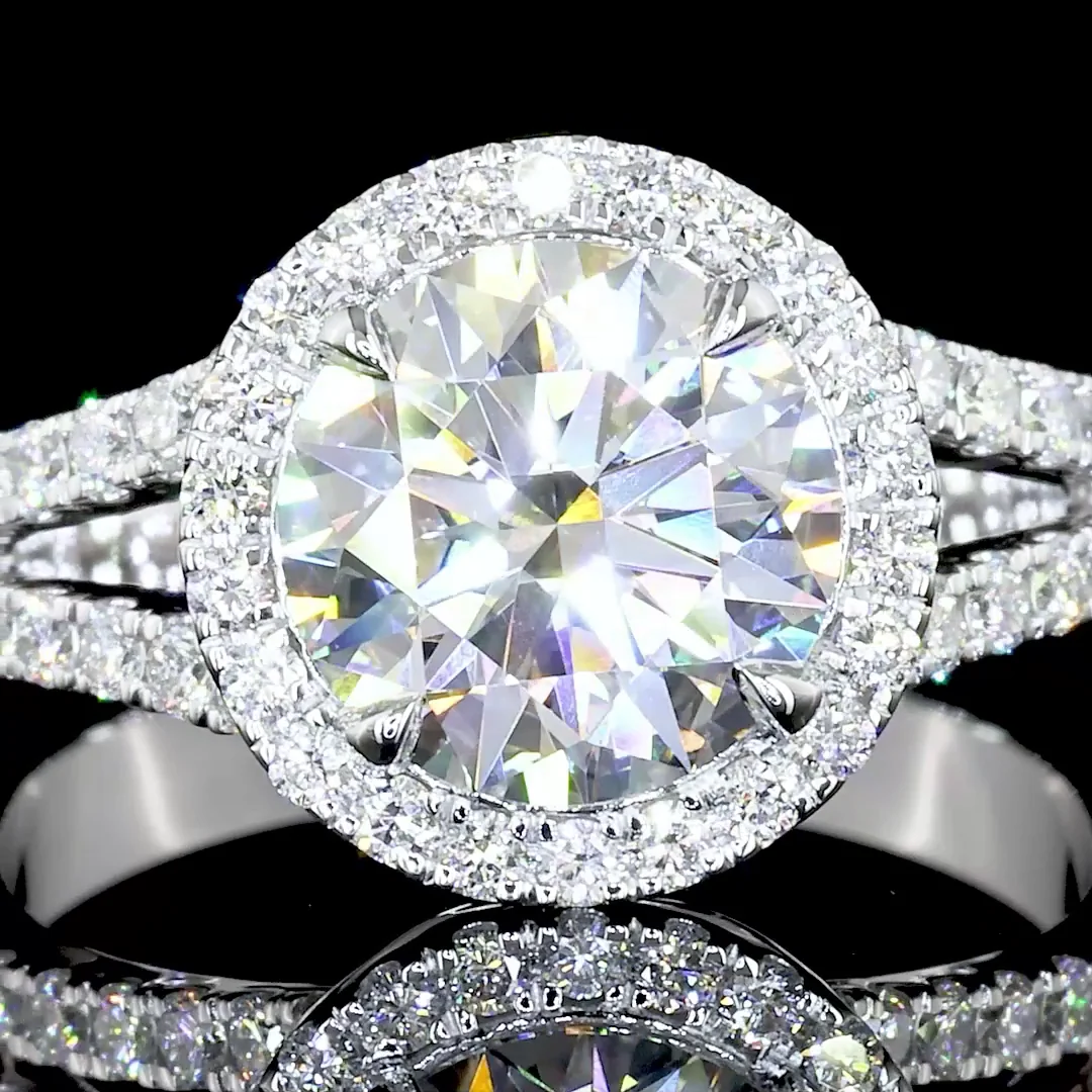 2.56 Cts 14k White Gold Round Shape Split Shank Ring - Image 2