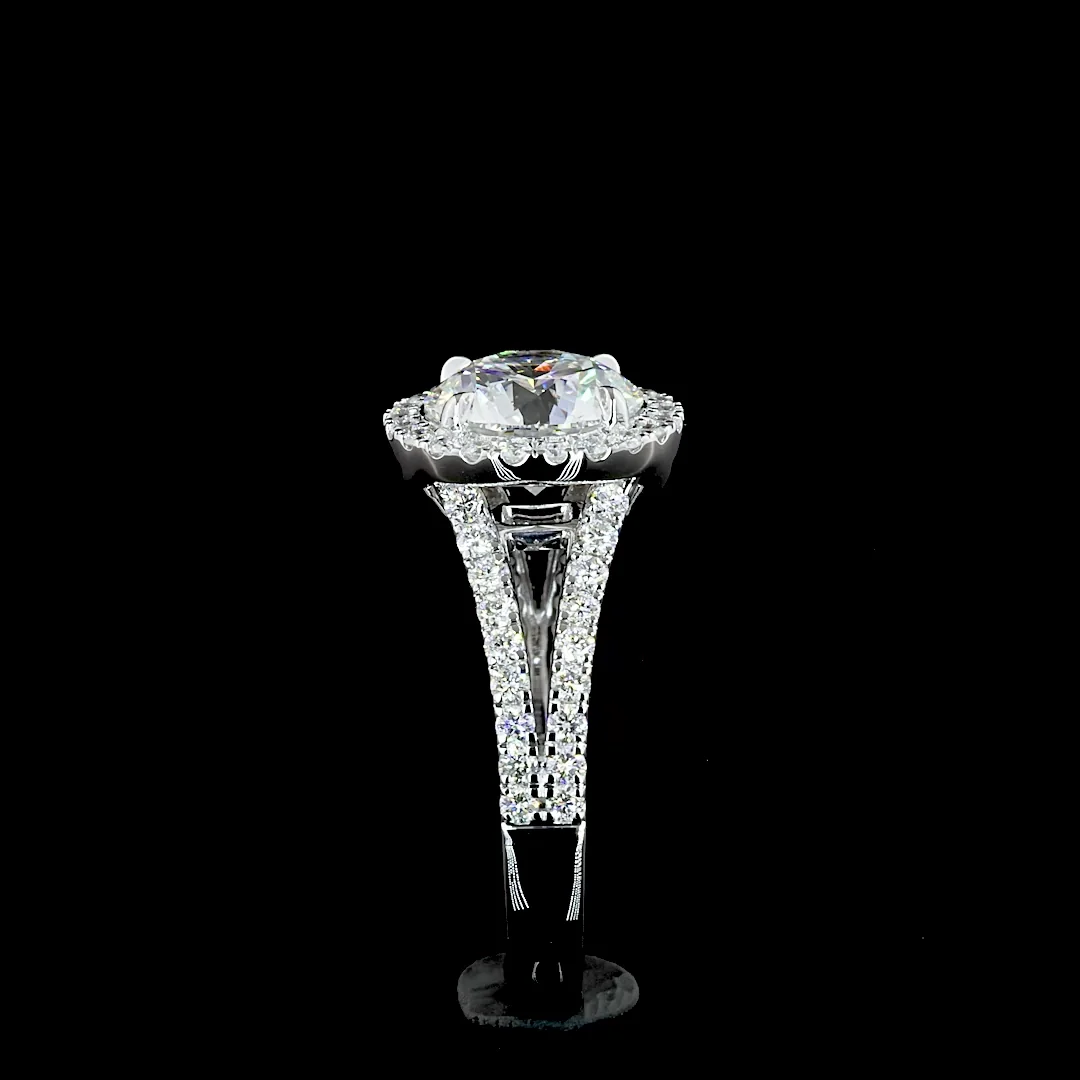 2.56 Cts 14k White Gold Round Shape Split Shank Ring - Image 3