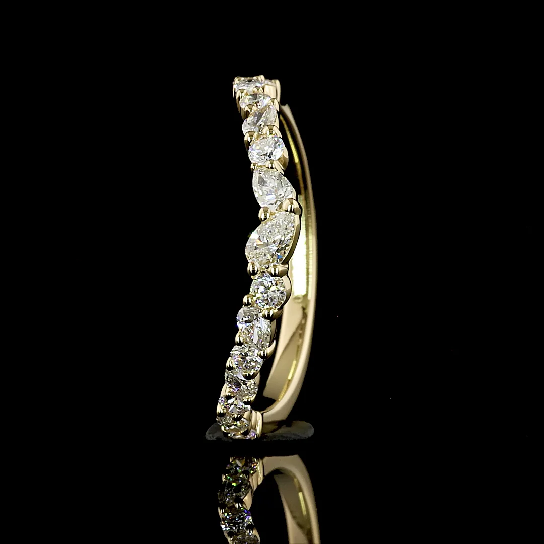 0.46 Cts 14k Yellow Gold Mix Shape Half Eternity Eternity Band - Image 2