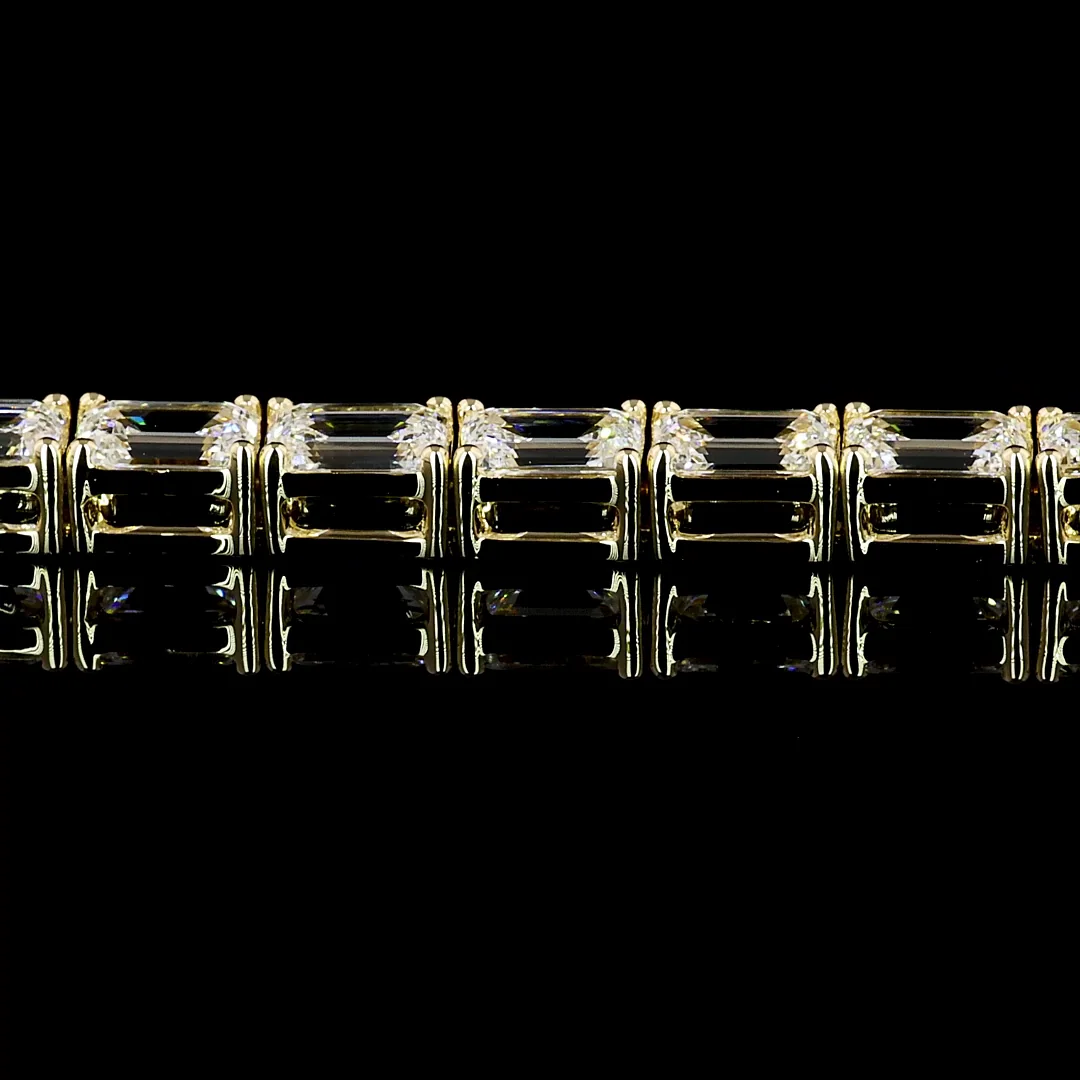 6.98 Cts 14k Yellow Gold Emerald Shape Tennis Bracelet - Image 3