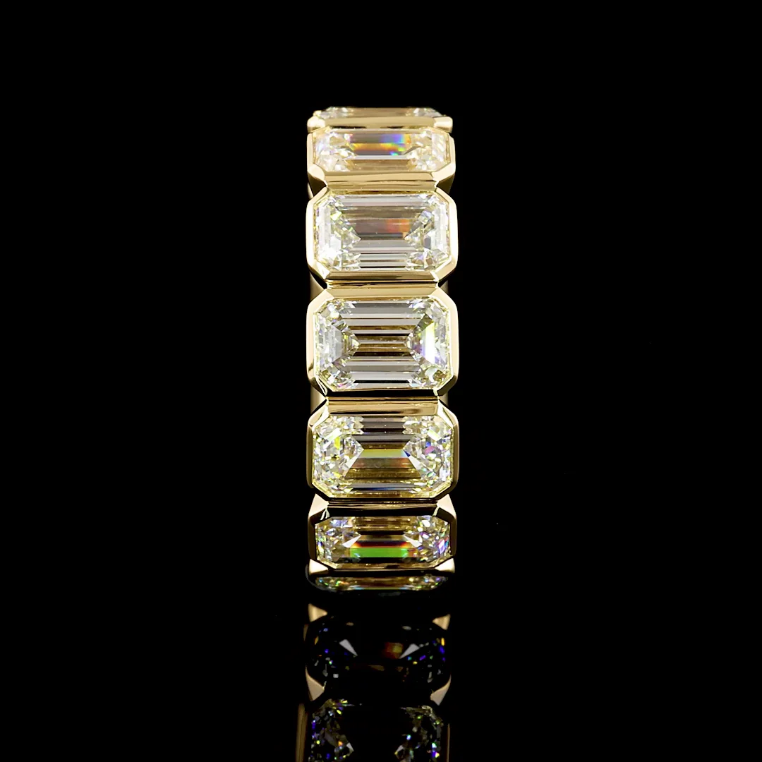 8.12 Cts 18k Yellow Gold Emerald Shape Eternity Band Eternity Band - Image 3