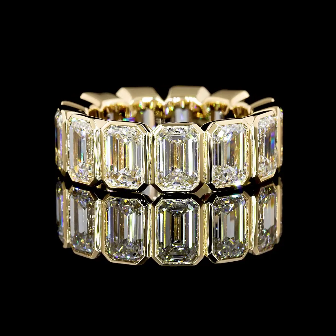 8.12 Cts 18k Yellow Gold Emerald Shape Eternity Band Eternity Band - Video