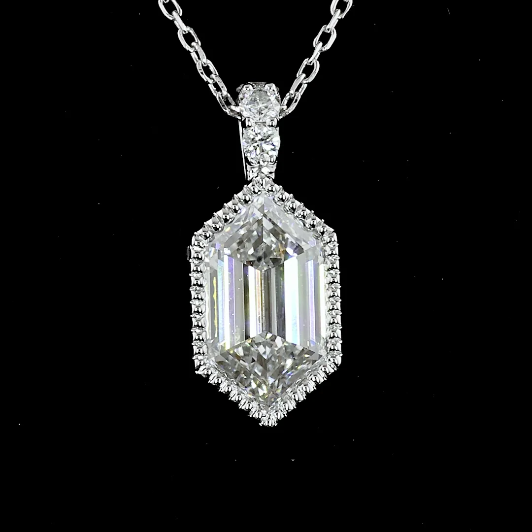 1.58 Cts 14k White Gold Step Marquise Shape Pendant Necklace - Image 2